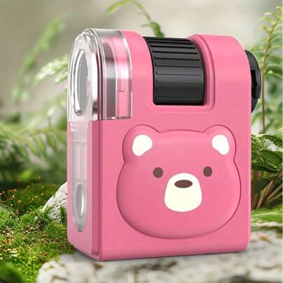 80X Pocket Microscope LED Illumination, Suitable For Middle And Lower School Students, Handheld Portable Education Mini Microscope, Suitable For STEM Learning, Science Laboratories, Toy Cute Design Frog/Bear/Panda