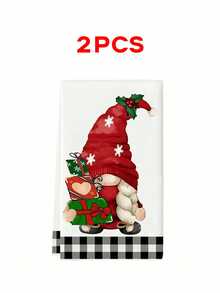 1/2pcs Christmas Gnome Kitchen Towels - Soft, Absorbent Microfiber Dish & Hand Towels For Holiday Decor, Machine Washable, Christmas Kitchen Towels, 15.7x23.6inch , Perfect For Holiday Home Decor