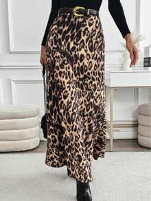 Chân váy nữ thanh lịch họa tiết da báo, chất liệu polyester nhẹ, không co giãn, phù hợp cho công sở, đi chơi, nghỉ lễ mùa xuân. - Nhiều màu - Xem 5