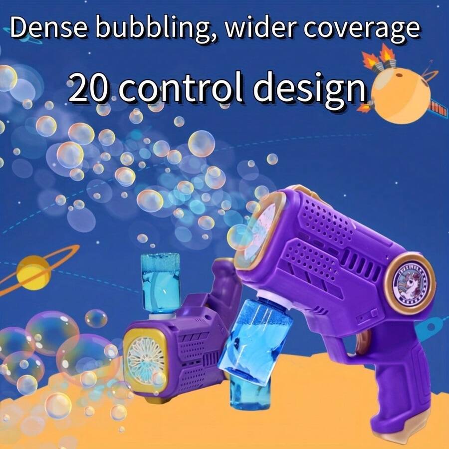 Fully Automatic 10-Hole Bubble Gun For Kids, Powerful Bubble Blowing, Suitable For 3-Year-Olds And Children Aged 4-8, Bubble Machine Gun, Party Favors, Summer Toys, Outdoor, Birthday Gifts And Christmas(Blue+Purple) - 2件套裝(藍色+紫色) - 查看 1