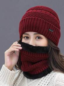 2pcs Pleated Knit Hat And Gloves Set For Women, Solid Color, Comfortable And Warm For Outdoor Use In Autumn/Winter, Fashion Versatile Knitted Beanie And Gloves Set, Suitable For Skiing, Cycling, Fishing, Commuting, Ideal Gift Accessories For Winter