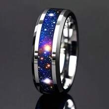 Stainless Steel For Galaxy Ring For Men - Cosmic Starry Night Design, Comfort Fit, Perfect For Engagement, Wedding, Or Valentine'S Day Gift, Wedding Jewelry |   Cosmic Design |   Durable Ring - 銀色 - 查看 4