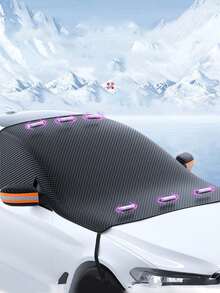 1件装汽车前挡风玻璃防雪罩加厚遮阳挡防潮防紫外线铝箔隔热遮阳帘 - 黑色 - 查看 3