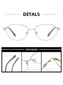 1副 Verywork 金属椭圆形镜框透明镜片眼镜，复古休闲基础款奢华品牌设计师男女通用时尚透明眼镜，适合户外活动、驾驶、购物、高尔夫、商务休闲等场合，是理想的礼物之选。 - 無色 - 查看 5
