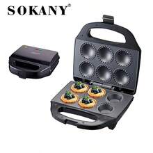 SOKANY 08133 Multifunktions-Sandwichmaker, Eiertörtchen-Maker, Waffeleisen. 750W Hochleistung, 6 Stücke antihaftbeschichtete Backplatte. Beidseitiges Heizen. Geeignet zum Backen von Eiertörtchen, Waffeln, Kuchen und anderen Desserts. Ideal für den Hausgebrauch, auch einsetzbar für Frühstück und Nachmittagstee in Restaurants. Unverzichtbares Backwerkzeug für die Küche.