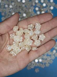 50/100 Stücke Mini Beige Rose Deko, 12mm Kunstharz Perlenblume Deko - Basteln, Scrapbooking und Hochzeitsdekoration, Bouquet Accessoires