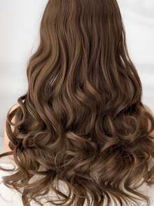 20英寸女士长款波浪卷发夹式接发，金色带深棕色挑染 - 摩卡棕 - 查看 8