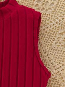 2 件套女童优雅串珠蝴蝶结长袖短款套头衫和酒红色别致立领无袖及膝连衣裙套装，2025 年秋冬