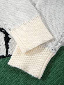 ANDREILEE Men's Casual Loose Solid Color Numeric & English Letter Pattern Pullover Sweater, Versatile For Commuting, Autumn/Winter - Apricot - View 6