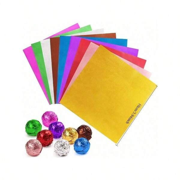 Película de envasado de fideos de chocolate para Pascua, papel de seda de caramelo Taozoey, papel de aluminio de seda, película de aluminio de papel de regalo de chocolate, papel de caramelo de Pascua, 800 piezas de 8 colores.