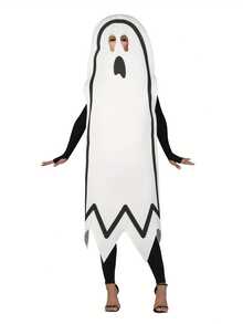 Adult Ghost Costume Halloween Funny Set - Specter Costume Unisex Dress Up - White - View 1