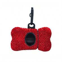 1pc Luxury Rhinestone Studded Pet Poop Bag Holder, Creative Diamond Encrusted Dog Bone Shaped, Reptile-Friendly Plastic Poop Scoop Set, Pet Waste Cleanup Accessory, Essential For Pet Travel, Birthday Party Holiday Gift, Decorative Artwork, Halloween, Thanksgiving, Christmas