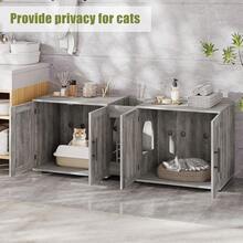 Litter Box Enclosure With Double Room,Hidden Litter Box Enclosure Furniture For 2 Cats,Wooden Large Cat House,Indoor Hidden Cat Litter Box,Storage Cabinet With Cat Door - Gris - Ver 4