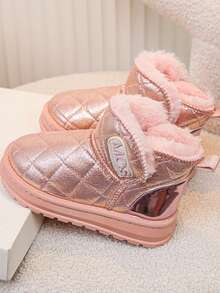 بوت ثلج للبنات، موضة شتاء 2025 جديدة، بوت قصيرة دافئة ومقاومة للبرودة للأطفال، بوت جلدية ناعمة القاع مقاومة للانزلاق للبنات مقاس متوسط إلى كبير
