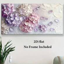 1pc Hydrangea Floral Canvas Wall Art, Modern Art Decor Frameless Poster, Cartoon Botanical Flowers Print For Living Room, Bedroom, Office, Indoor Decor - Spring & Autumn Seasonal Artwork