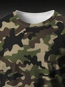 Men's Summer Outdoor Camping Camo Short Sleeve T-Shirt - Multicolor - View 3