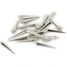 20/100pcs Cone-Shaped Long Spike Pendants, DIY Necklace Bracelet Earring Keychain Jewelry Making, Cool Style For Men And Women - Silver - View 5