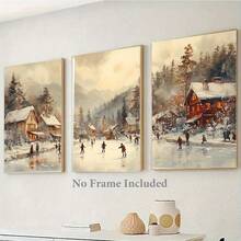 Juego de 3 piezas, pinturas en lienzo sin marco - 16x24 pulgadas, escenas navideñas, decoración de pared del hogar, dormitorio, cocina, oficina, cafetería, impresiones de alta calidad - Multicolor - Ver 9