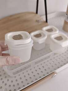 8件/4件+托盘可爱熊图案硅胶婴儿食品储存容器，带盖冷冻零食盒，冰块托盘 - 彩色 - 查看 5