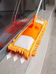 1 件旋转干湿两用 - 雪尼尔平板拖把 - 无需用电，可更换清洁垫，适用于清洁木地板、瓷砖、窗户、厨房、浴室、客厅和卧室，拖把替换垫可水洗重新清洗符合人体工程学设计的拖把 | 雪尼尔清洁垫 - 彩色 - 查看 17