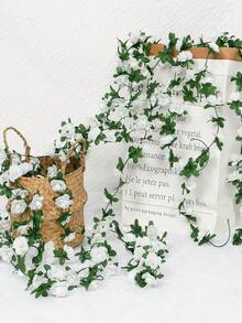 1/3/5PCS Artificial Flowers Rose Vine Wedding Site Decoration Home Bedroom, Wedding Decorations, Living Room, Bathroom Wall Hanging Decoration Materials Outdoor Garden School Birthday Party Supplies Valentine's Day Decoration New Year Home Decor Christmas Decorations Room Decor Christmas