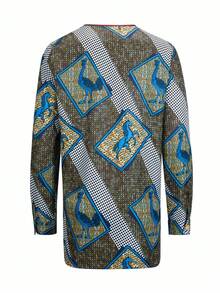 Men's Casual Long-Sleeved Two-Piece Suit, Mid-Length Top And Trousers - 酒紅色 - 查看 5