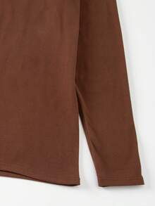 Double-Sided Fleece High Collar Long Sleeve T-Shirt For Men, Autumn/Winter Reversible Turtleneck Thick Warm Casual Undershirt Pullover T-Shirt - Brown - View 6