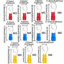 200 piezas de terminales de anillo aislados de 22-16/16-14/12-10AWG, conector de cable de conexión de anillo prensado, adecuado para reparación automotriz, cable, sin incluir baterías