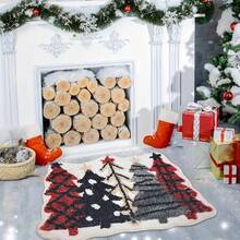 1 Pc Christmas Themed Christmas Tree Shaped Bathroom Mat, Imitation Cashmere Material, Super Absorbent, With Silicone Non-Slip Backing - Machine Washable, Suitable For Home Decoration Bathroom, Sink, Laundry Room, Living Room, Bedroom Decorative Mat, Christmas Decorative Carpet, Christmas Gift Kitchen Rug