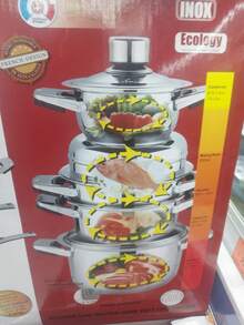 Batería de Cocina 16 piezas de Acero Inoxidable de alta calidad con 9 capas de Espesor 0.6mm, compatible con cualquier fuente de calor incluyendo inducción - Plateado - Ver 9