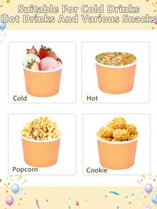 10pcs/20pcs/50pcs Orange Mini Ice Cream Cups Orange Paper Frozen Yogurt Bowls Hot And Cold Foods Perfect For Fall Birthday Thanksgiving Day Party Supplies Favors - Orange - View 6
