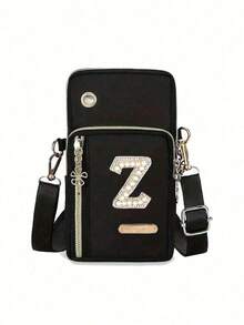 Women's Phone Pouch, Fashionable Pearl Rhinestone Monogram Design, A-Z Letter, Mini Crossbody Bag, Vertical Women's Coin Purse, Sports Armband/Running Wristband, Mini Casual Crossbody Phone Pouch With Earphone Hole, Suitable For Professionals, College Students, Work, Business, Commute, Office, Anniversary, Gift For Lover, Birthday, Valentine's Day, Christmas, Thanksgiving - Multicolor - View 21
