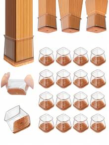 4/16/36 件方形椅腿地板保护垫，硬木地板家具垫，椅腿家具滑块，椅子矩形地板保护垫，硅胶椅腿盖，保护地板和桌腿，防刮降噪（浅棕色） - 淺棕色 - 查看 8