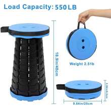 Banco Retráctil Taburete Plegable Portátil - Azul - Ver 3