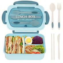 1 Student Lunch Box, 33.81 Ounce Leak Proof Lunch Box, With Utensils, Suitable For Microwave Heating (3 Compartments), Leak Proof Food Container, Suitable For Work, Back To School, College, Outdoor Dining, Essential For Returning To School - Multicolor - View 16