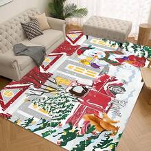 1/2/3 piezas Juego de alfombrillas de cocina navideñas acolchadas y antifatiga de 0.47 pulgada/1,2 cm de grosor - Diseño de muñeco de nieve y camión rojo navideño, alfombras de pasillo acolchadas, alfombrillas suaves de franela antideslizantes y resistentes a las manchas para dormitorio, sala de estar, comedor, baño y entrada