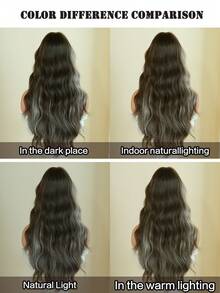 AKAKO Long Wave Brown & Gray Highlight Cosplay Wigs For Women Synthetic Wavy Wigs With Bangs, Natural Looking Heat-Resistant Fiber Fake Hair, Gothic Style Fashion Costume Wig For Halloween Party Masquerade Ball,Music Festivals & Carnival Use 26 Inch