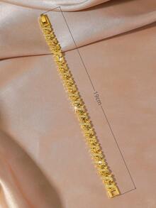 1 件迪拜优雅时尚百搭镀金叶子手链，适合女性日常佩戴 - 金黃色 - 查看 3