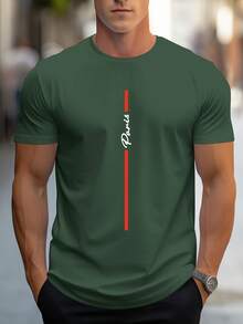 Men's T-Shirt With Handwritten Paris Print - Grey - View 9