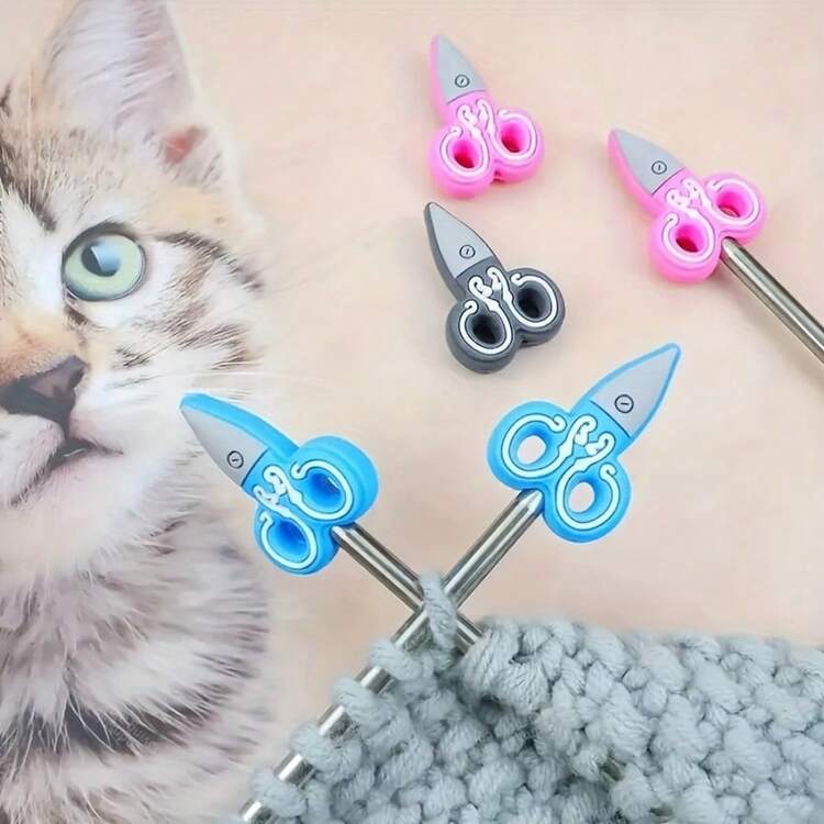 2pcs Silicone Knitting Needle Stoppers, Scissor-Shaped Knitting Needle Stoppers, Knitting Needle Point Protectors, Colorful Knitting Needle Caps, Quilting Crochet Hooks, DIY Knitting Accessories - Multicolor - View 7