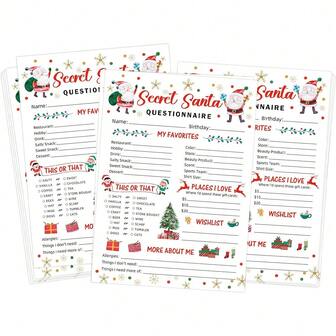 家庭派对圣诞游戏、秘密圣诞老人问卷、成人节日趣味纸牌游戏、冬季活动、成人派对用品