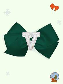 1pc 5-Inch 26pcs A-Z Pearl Letter Personalized Hair Clip For Girls, Ponytail Holder, Suitable For Holiday Party, School Graduation, First Day Of School, Classroom - Dark Green - View 16