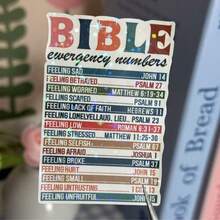 圣经紧急电话号码贴纸，基督教宗教乙烯基贴花，自粘，可重复使用，卡通设计，适用于水瓶、笔记本电脑、冰箱、汽车、哑光饰面、学校用品、返校 - 彩色 - 查看 12