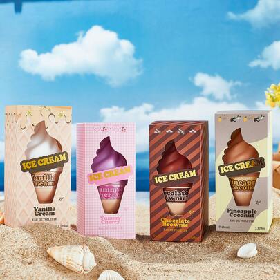 [Ice Cream Series Fragrance Mist] Vanilla / Cherry / Chocolate Brownie / Pineapple Coconut, Sweet & Fresh Summer Scent For Girls, 100ml, Great Gift For Women And Couples, Perfect For Vacation And Weddings