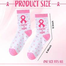 Breast Cancer Awareness Socks Bulk Soft Pink Ribbon Breast Cancer Gifts Women Sport Cheer Accessories - 12 - 查看 2