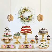 Set Of 10 Cake Stand Metal Cupcake Stand Set With Multiple Combination Styles Dessert Plate Cake Serving Tray Candy Fruit Display Tower For Wedding Birthday Party Baby Shower Anniversary - Vàng - Xem 5
