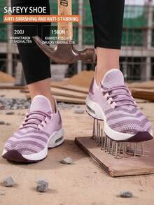 Sapatos de trabalho femininos, resistentes a impactos e perfurações, confortáveis para todas as estações, sapatos de proteção para mulheres, adequados para construção, indústria, armazém e caminhadas, sapatos funcionais femininos. - Rosa - Ver 6
