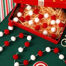 2 pièces Guirlande de boules Pom Pom de 2 mètres, Guirlande de Noël rouge, Décoration de sapin de Noël, Guirlande de boules de feutre de Noël pour la décoration de la maison, la classe, la cheminée, le mur, la fête, l'anniversaire. Décoration de Noël pour la maison, vert et blanc.