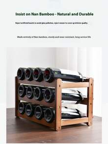 1 pieza Estantería de vino de bambú de 9/12 rejillas, estantería de vino de sobremesa multiusos con ranura ondulada, estantería de almacenamiento de botellas de vino independiente, adecuada para cocina, despensa, bar y bodega