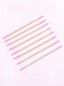 About 100pieces Of Pink Nail Polish Wipe Sticks, Nail Polish Cleaning Sticks, Double-Pointed Eyebrow Tattoo Makeup Tools Wipe Wooden Sticks, 1/2/3/4/5/10/20pack Packaging, Nail Art Supplies, Nail Art Tools, Very Suitable For Nail Art Supplies, Nail Art Tools, Manicure, Back To School Manicure And Press-On Manicure